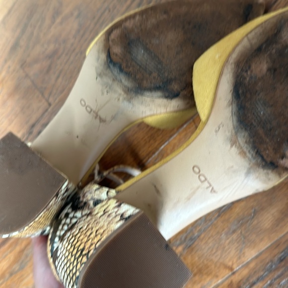 Aldo yellow snakeskin mix block heels 9 - Picture 7 of 7